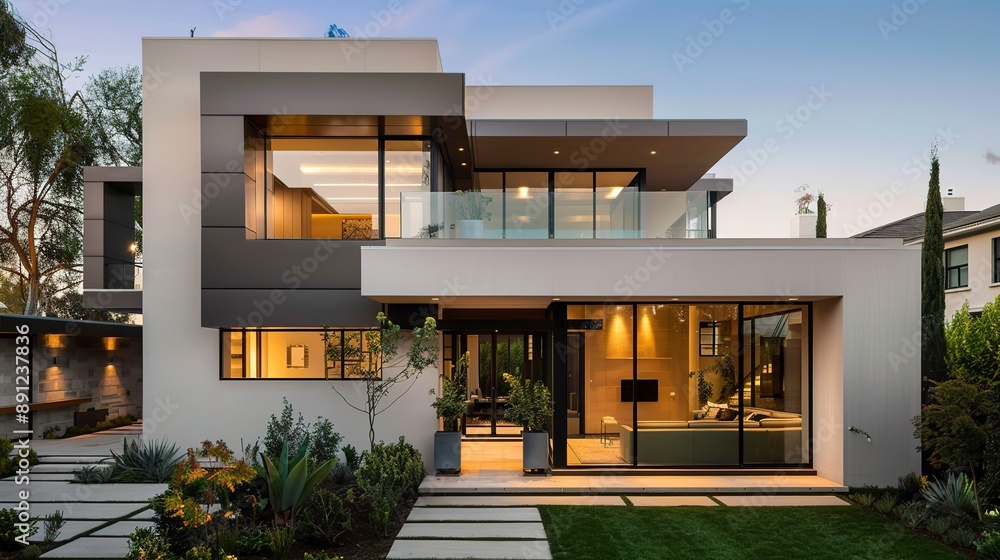 modern house design with a bold and refined facade, a warm color palette and great attention to detail modern house design with a bold and refined facade, a warm color palette and great attention to detail