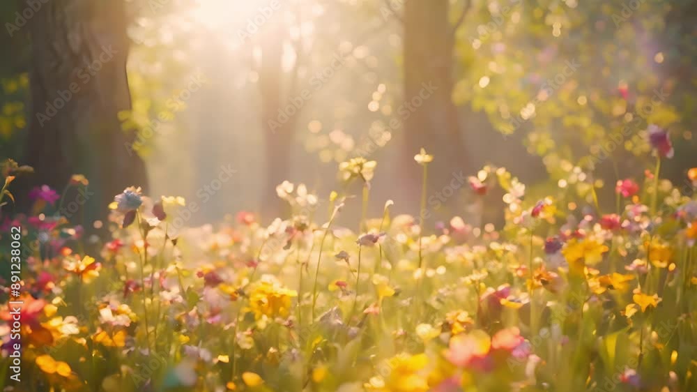Sunlit Meadow with Blooming Flowers Sunlit Meadow with Blooming Flowers