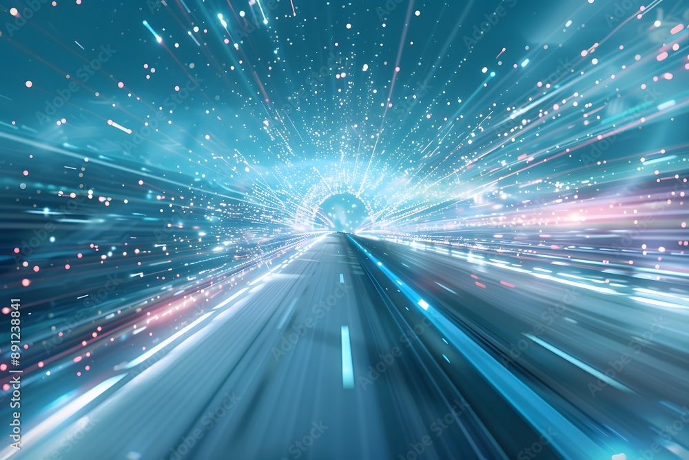 Futuristic high-speed journey through a light tunnel, symbolizing advanced technology and innovation Futuristic high-speed journey through a light tunnel, symbolizing advanced technology and innovation