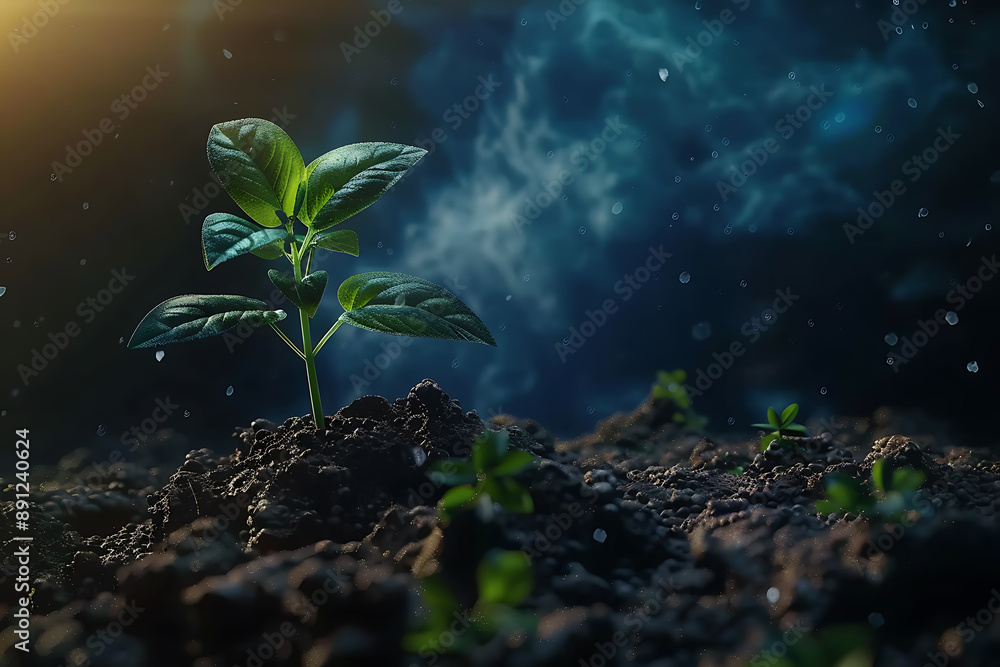 Illustration of a single plant growing in space, featuring a futuristic setting with stars and galaxies in the background, symbolizing life and growth beyond Earth. Illustration of a single plant growing in space, featuring a futuristic setting with stars and galaxies in the background, symbolizing life and growth beyond Earth.