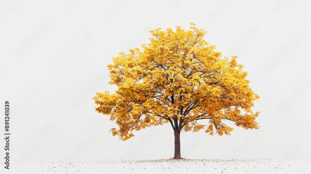 Fototapeta premium Maple tree with golden hue against white backdrop