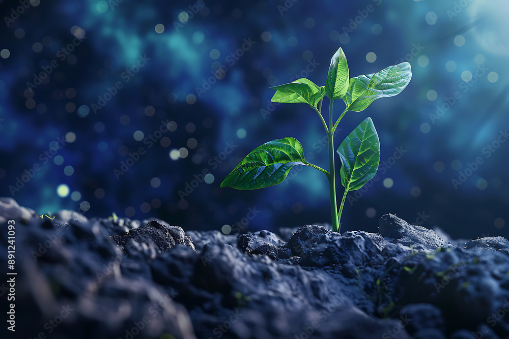 Illustration of a single plant growing in space, featuring a futuristic setting with stars and galaxies in the background, symbolizing life and growth beyond Earth. Illustration of a single plant growing in space, featuring a futuristic setting with stars and galaxies in the background, symbolizing life and growth beyond Earth.