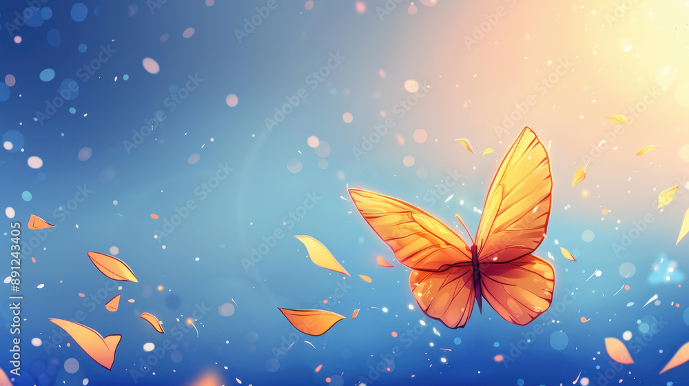 Enchanting digital art of a delicate butterfly against a serene blue backdrop, showcasing intricate wing details. Enchanting digital art of a delicate butterfly against a serene blue backdrop, showcasing intricate wing details.