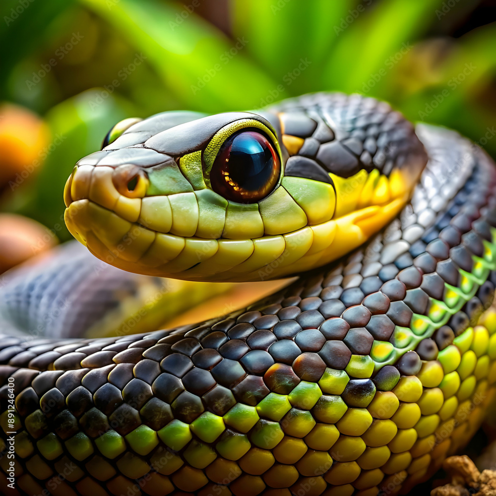 close up on snake in natural habitat close up on snake in natural habitat