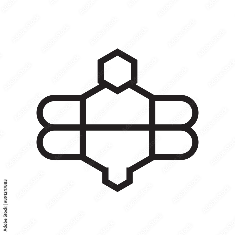 alphabet letter h b hexagon shape honey bee logo outline stroke vector eps alphabet letter h b hexagon shape honey bee logo outline stroke vector eps