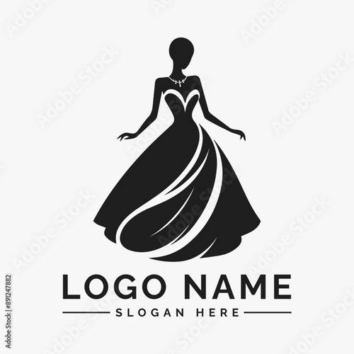 woman dress weding vector logo