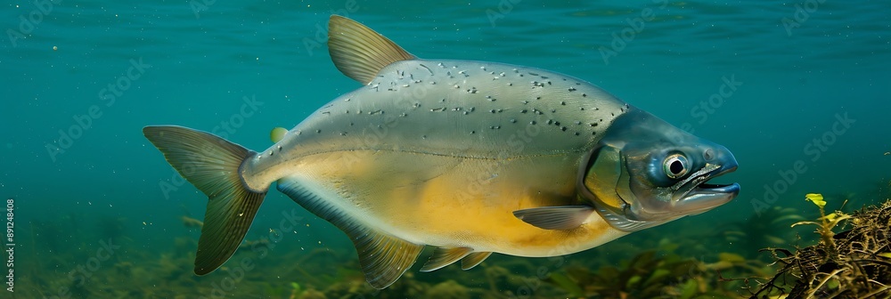 Pacu Fish swimming in the clear waters of the Amazon River Pacu Fish swimming in the clear waters of the Amazon River