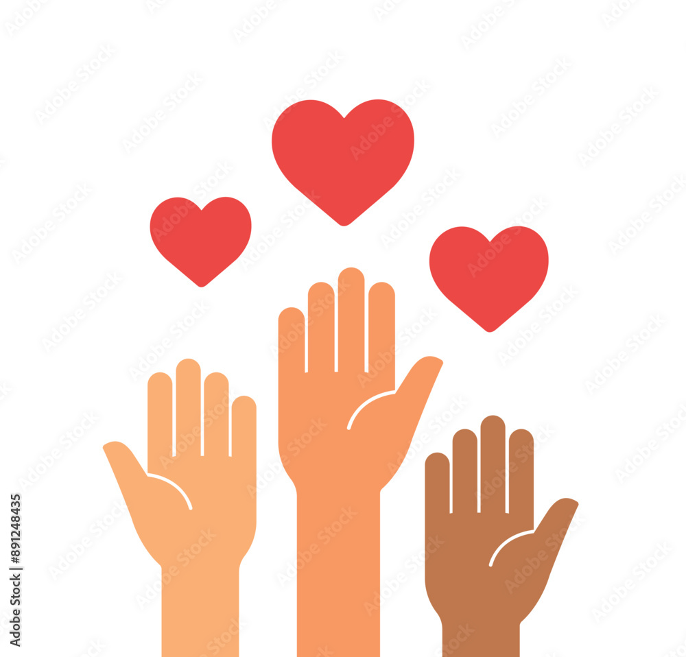 hands up with hearts icon vector illustration hands up with hearts icon vector illustration