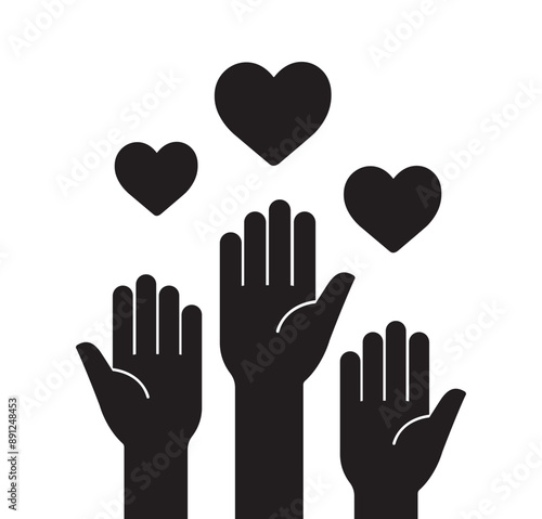 hands up with hearts icon vector illustration