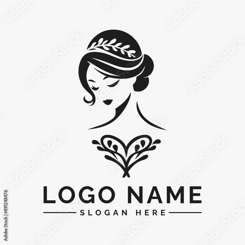 woman dress weding vector logo