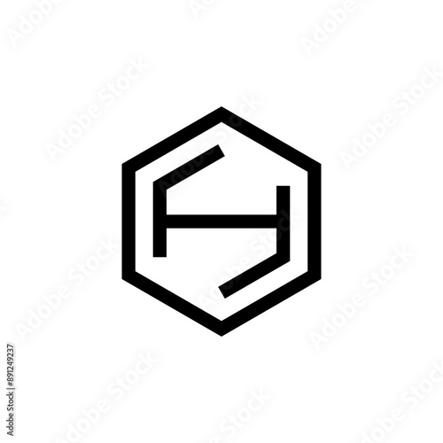 alphabet letter h hexagon shape honey bee logo outline stroke vector eps