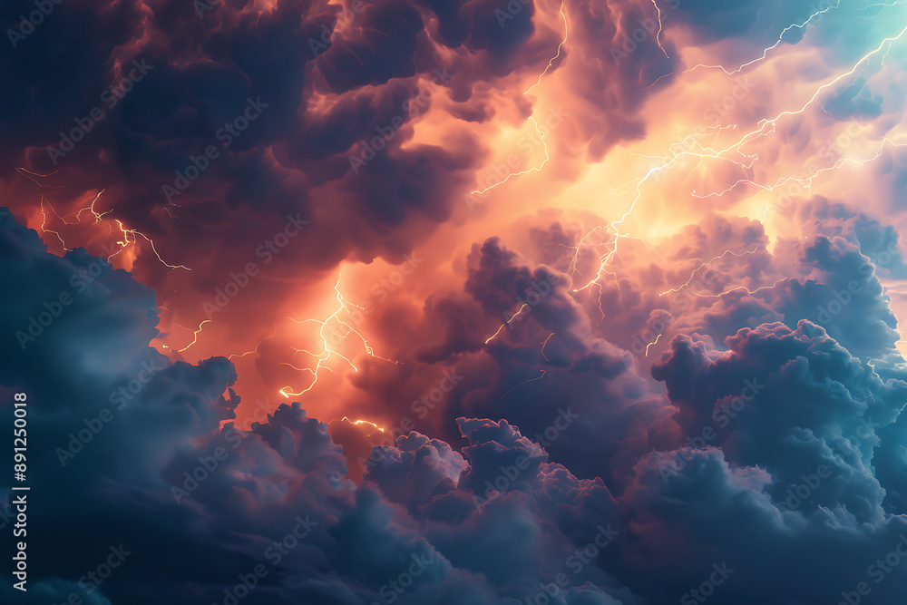 Dramatic photo of lightning during a thunderstorm, capturing the powerful and awe-inspiring natural phenomenon with bright flashes illuminating the dark sky. Dramatic photo of lightning during a thunderstorm, capturing the powerful and awe-inspiring natural phenomenon with bright flashes illuminating the dark sky.