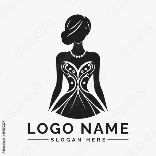 woman dress weding vector logo