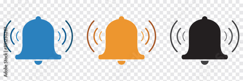 Notification bell icon. Alarm symbol. Incoming inbox message. Ringing bells. Alarm clock and smartphone application alert. Social media element. New message symbol flat style - stock vector.