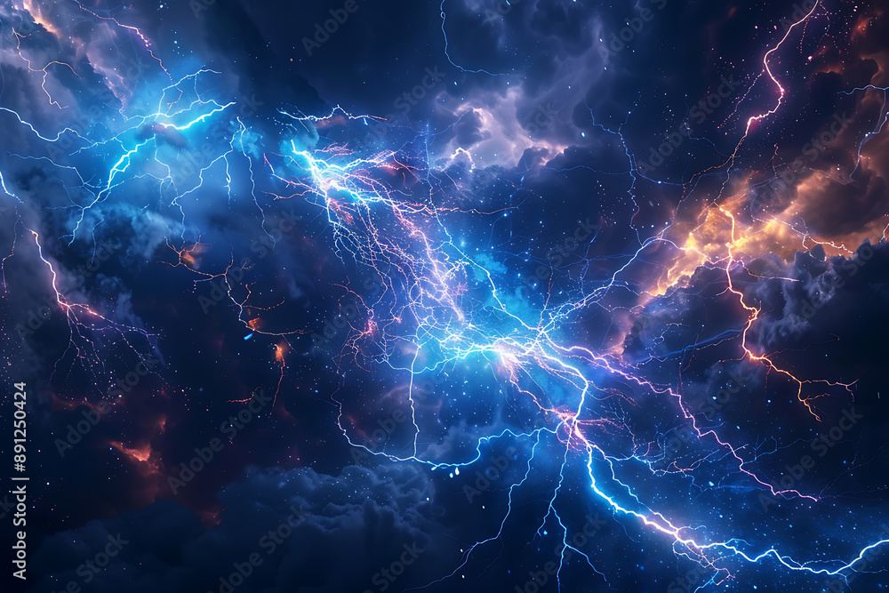 Dramatic photo of lightning during a thunderstorm, capturing the powerful and awe-inspiring natural phenomenon with bright flashes illuminating the dark sky. Dramatic photo of lightning during a thunderstorm, capturing the powerful and awe-inspiring natural phenomenon with bright flashes illuminating the dark sky.