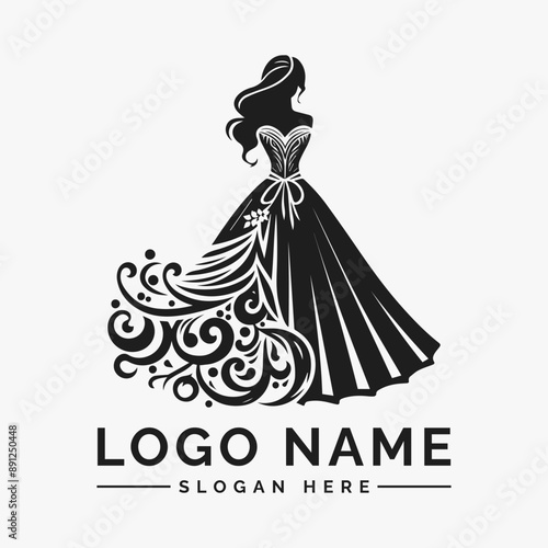woman dress weding vector logo