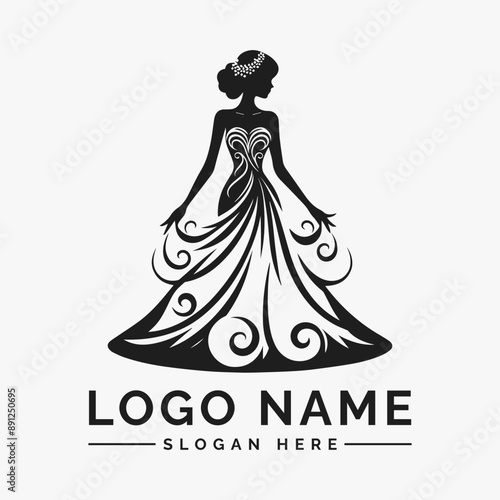 woman dress weding vector logo
