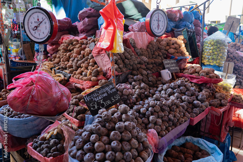 A variety of potatoes at a local market