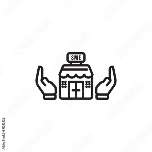 Store or small and medium business premises in icon. Editable icon.