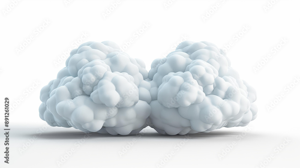 Detailed 3D render of fluffy white clouds on a white background. Weather forecast symbol in a unique, abstract style. Detailed 3D render of fluffy white clouds on a white background. Weather forecast symbol in a unique, abstract style.