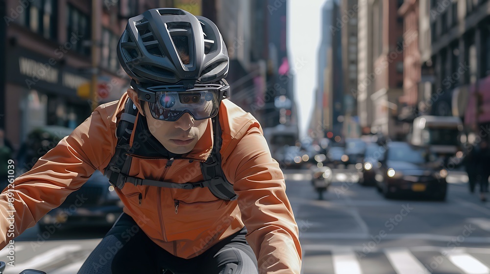 Cyclist Using AR Glasses for Navigation and Traffic Alerts in a Busy Urban Environment with Overlayed Point of Interest Information Cyclist Using AR Glasses for Navigation and Traffic Alerts in a Busy Urban Environment with Overlayed Point of Interest Information