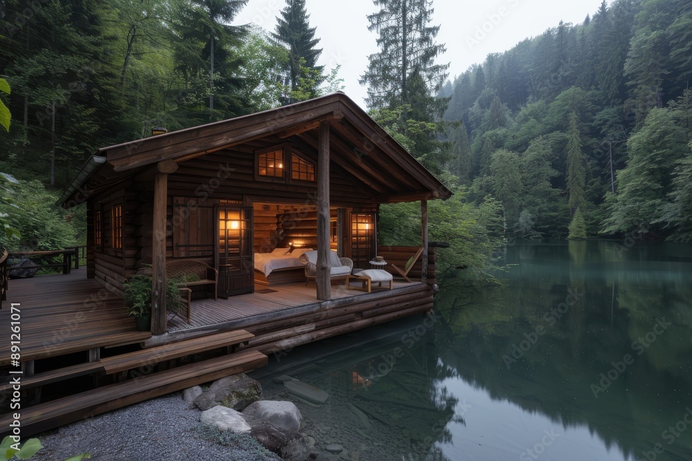 A charming wooden cabin nestled beside a lake, surrounded by lush greenery. The inviting warmth of the cabin's interior contrasts beautifully with the woodland setting. A charming wooden cabin nestled beside a lake, surrounded by lush greenery. The inviting warmth of the cabin's interior contrasts beautifully with the woodland setting.