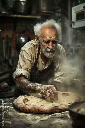 Wallpaper Mural Old Italian Chef with Freshly Baked Pizza Torontodigital.ca
