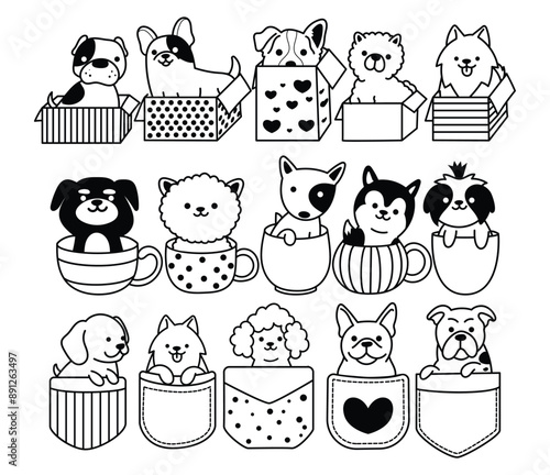 Doodle dogs cute, dog in box