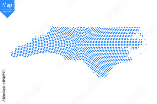 Abstract graphic North Carolina map from point blue on a white background. Vector illustration.