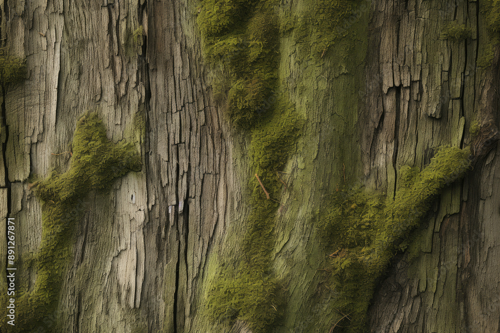 Processed collage of moss on tree bark surface texture. Background for banner, backdrop or texture Processed collage of moss on tree bark surface texture. Background for banner, backdrop or texture