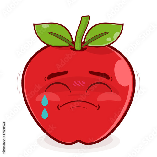apple crying face cartoon cute