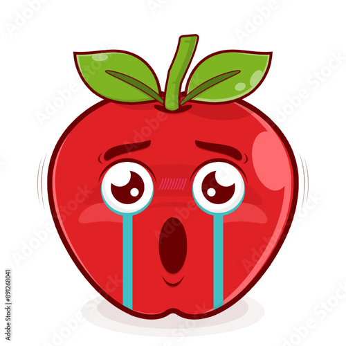 apple scared face cartoon cute