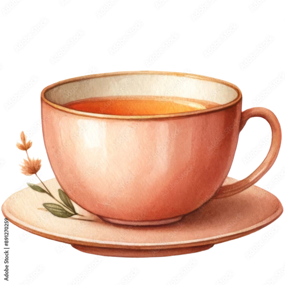 Cozy Pink Teacup with Floral Accent. Cozy Pink Teacup with Floral Accent.