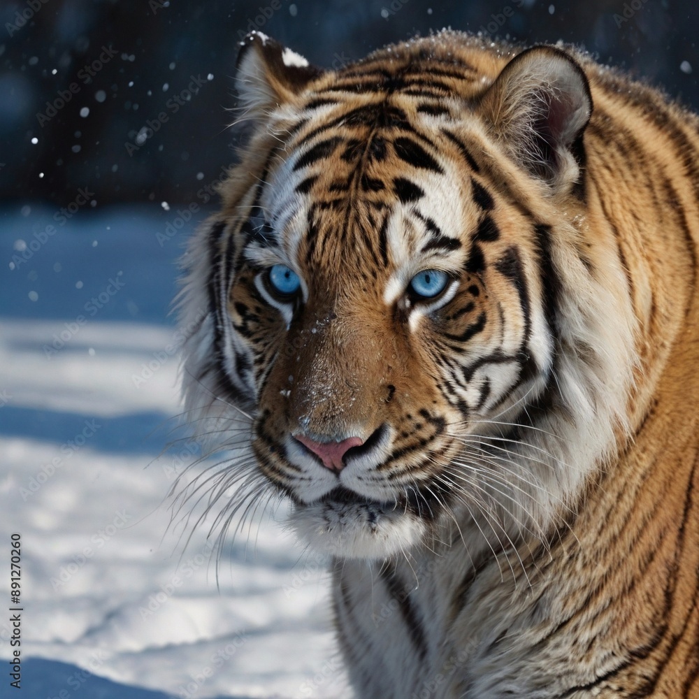 Fototapeta premium snow Siberian tiger wildlife Bengal feline 