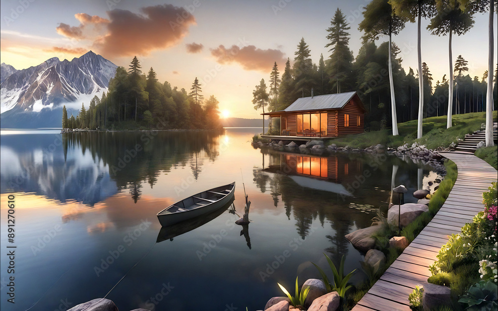 Fototapeta premium Fishing Place Dream - Fantastic landscapes and extraordinary nature, offering a perfect escape into natural beauty.