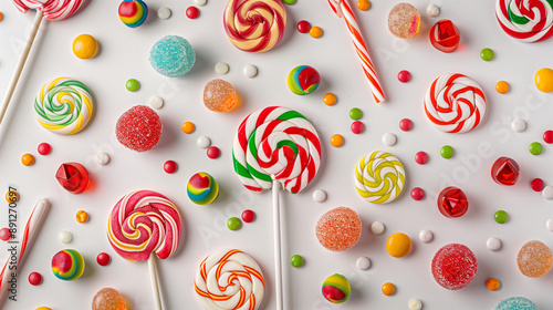 Colorful Assortment of Lollipops and Candies