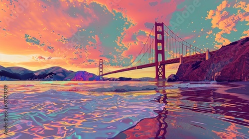 Golden Gate, San Franciso, at sunset photo