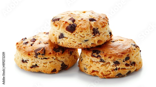 A view of Scones isolated white background, studio light for focused advertising
