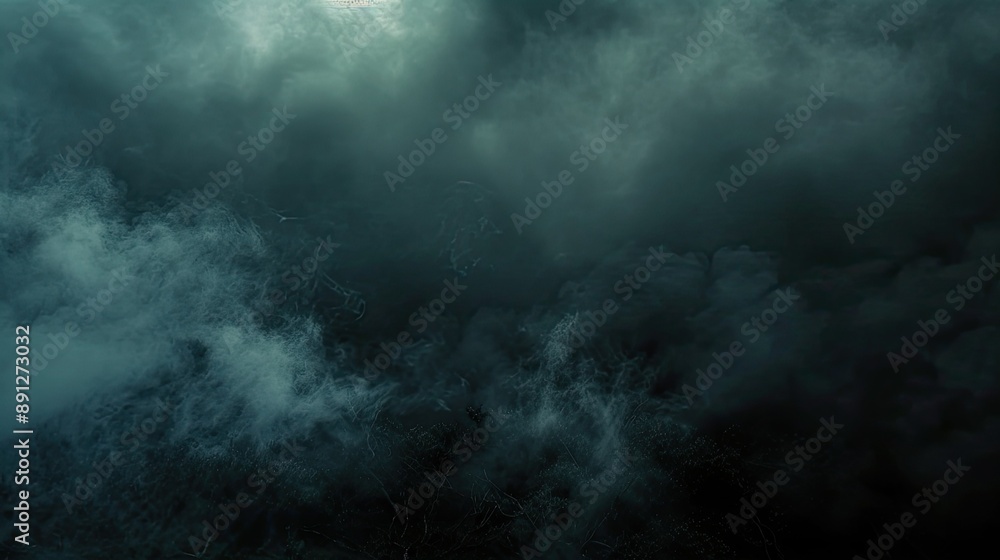 Heavy smoke filling a dark environment, creating a moody, intense scene Heavy smoke filling a dark environment, creating a moody, intense scene