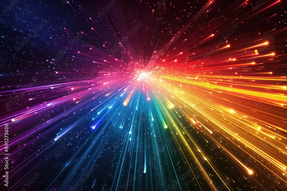 Fototapeta premium Abstract background, light speed effect, swirling light streaks radiating vortex, digital wallpapers