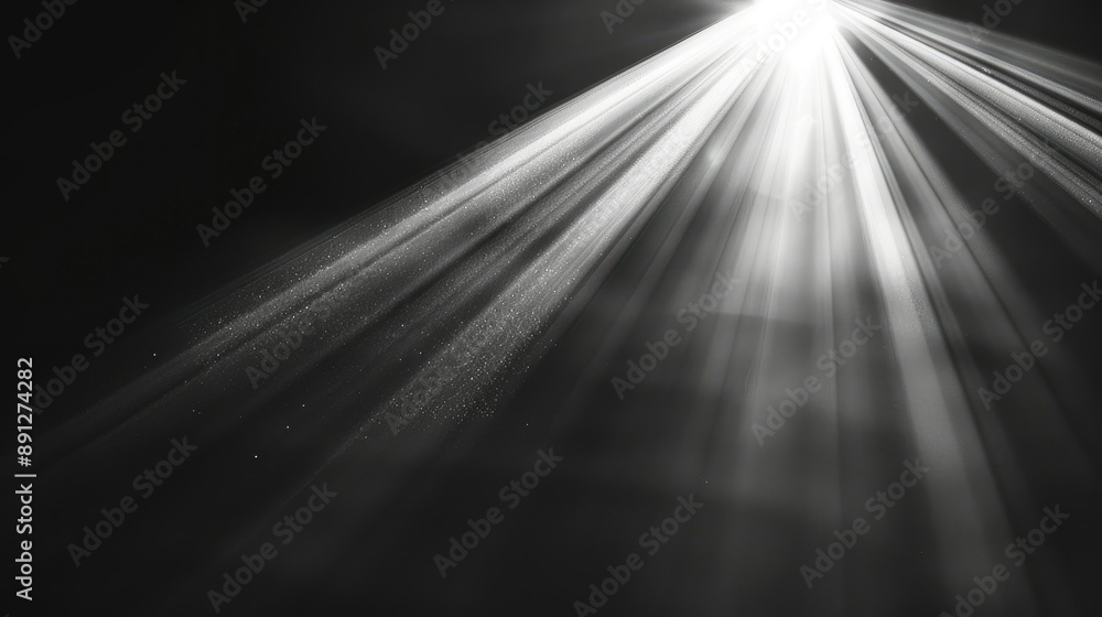 Radiant light beam glowing on a black backdrop, close-up view Radiant light beam glowing on a black backdrop, close-up view
