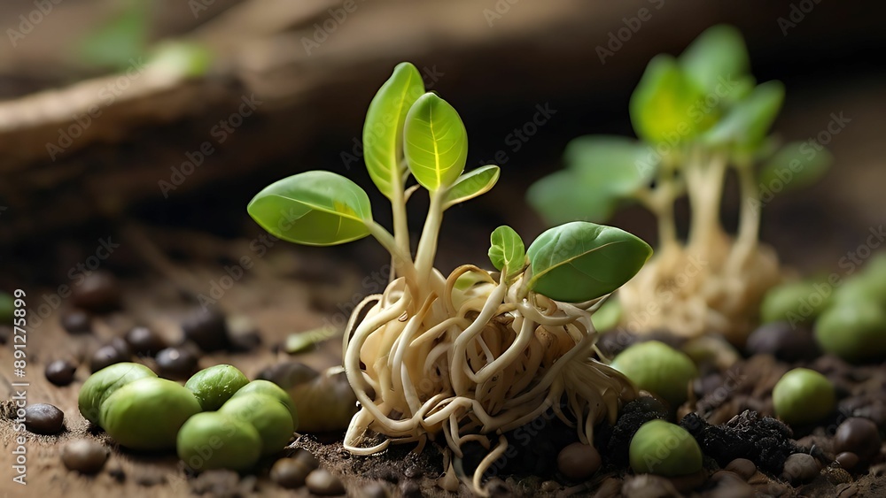 Root and leaf from the soybeans Root and leaf from the soybeans