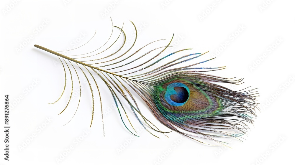 Obraz premium Peacock feather isolated on white background