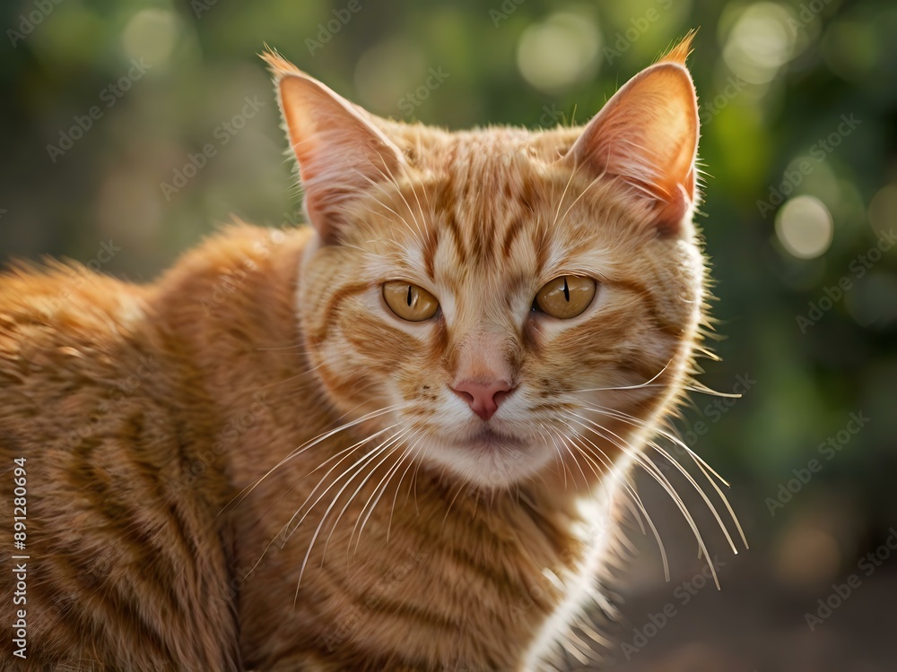 orange cat with blur background, orange cat is sitting and looking orange cat with blur background, orange cat is sitting and looking