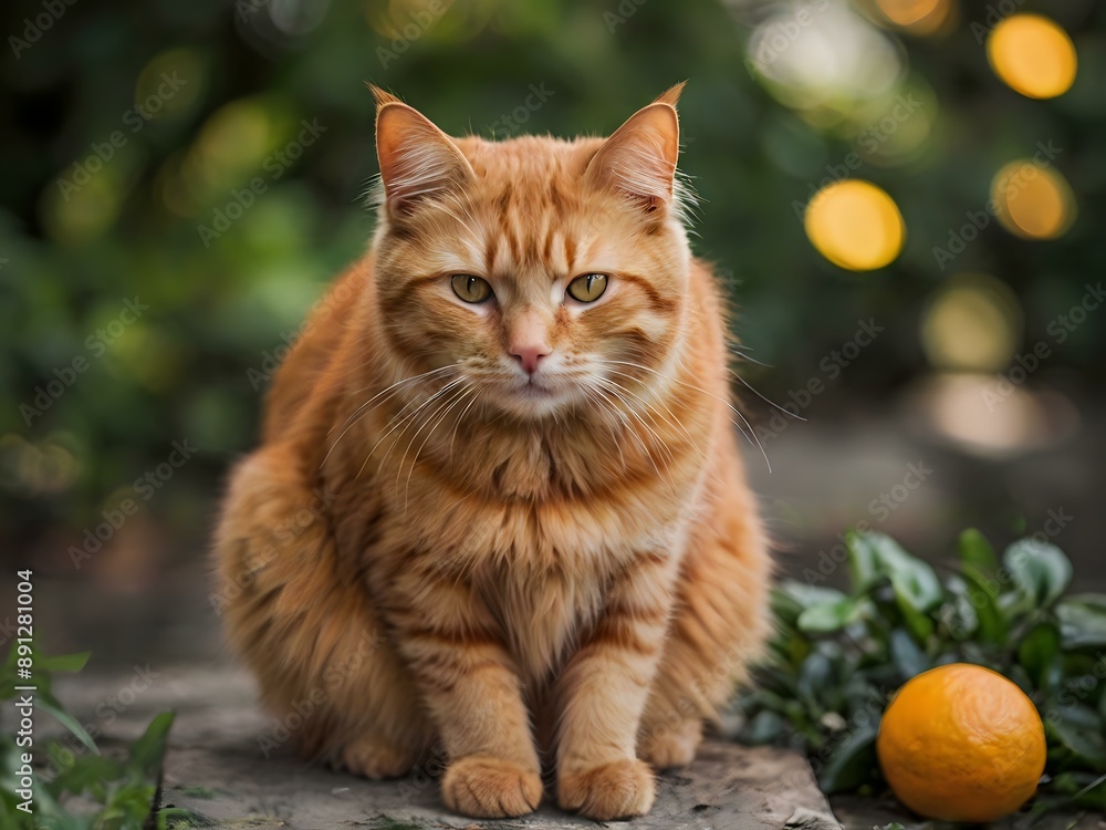 orange cat with blur background, orange cat is sitting and looking orange cat with blur background, orange cat is sitting and looking