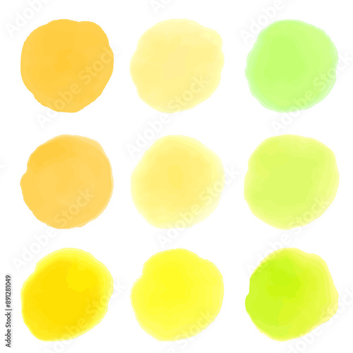 水彩の丸いフレーム　ビタミンカラー