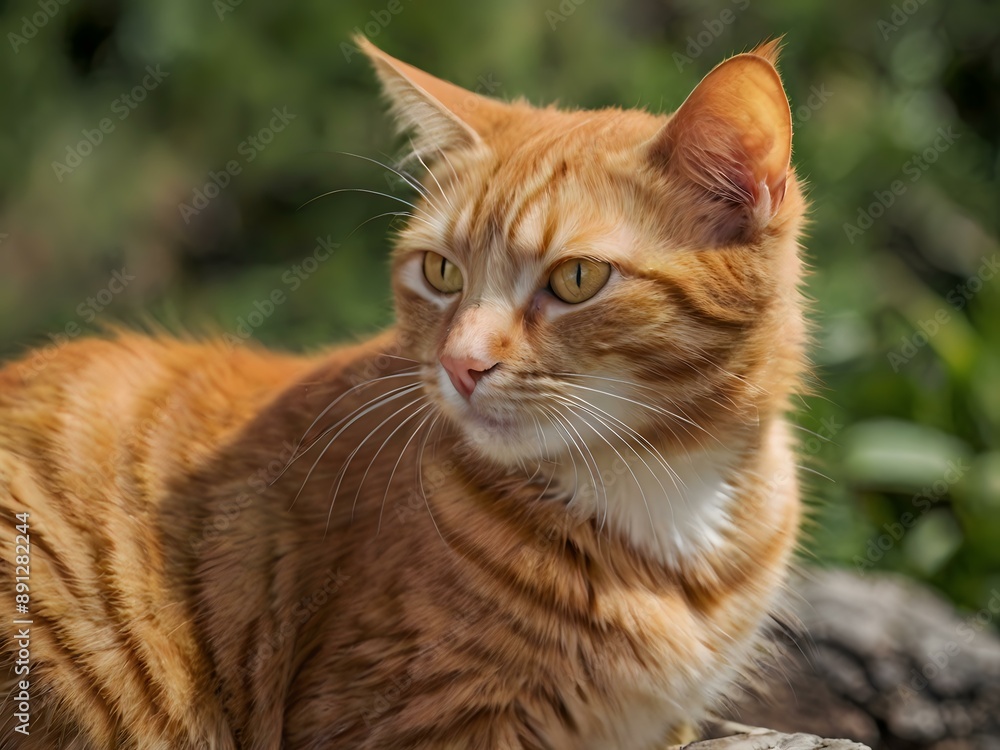 orange cat with blur background, orange cat is sitting and looking orange cat with blur background, orange cat is sitting and looking