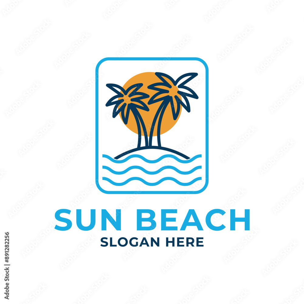 Fototapeta premium tropical island beach logo design concept idea