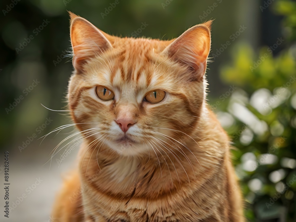 orange cat with blur background, orange cat is sitting and looking orange cat with blur background, orange cat is sitting and looking