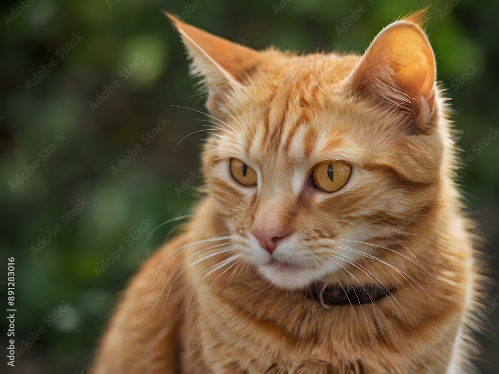 orange cat with blur background, orange cat is sitting and looking orange cat with blur background, orange cat is sitting and looking